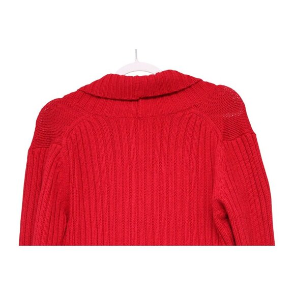Y2K Old Navy Sweater Size Large Cable Knit Classic Red Angora Lambs Wool Preppy - Picture 11 of 13